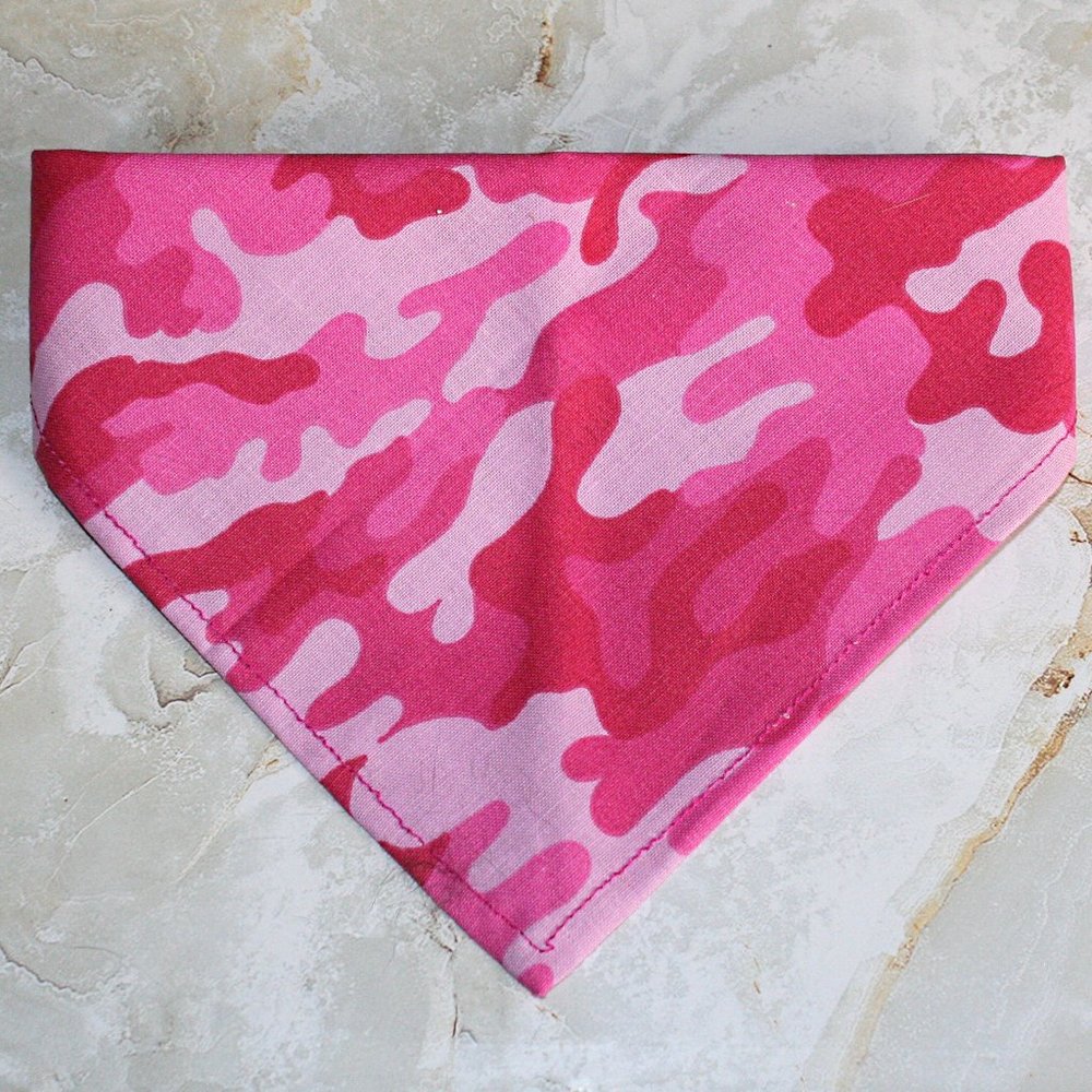 HAND CRAFTED Bandana Pink Camouflage Camo Print Dog Pet Scarf Accessory
